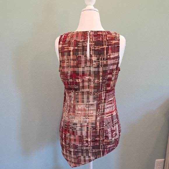 White House Black Market Asymmetrical Ruffled Tank Top Brown And Tan Size M - Picture 6 of 11